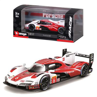 Bburago Масштабная модель Porsche 963 Литая Готовая 1/43 №6 Белый/Красный / Автомобиль, Модель, 18-38319 (# 6)