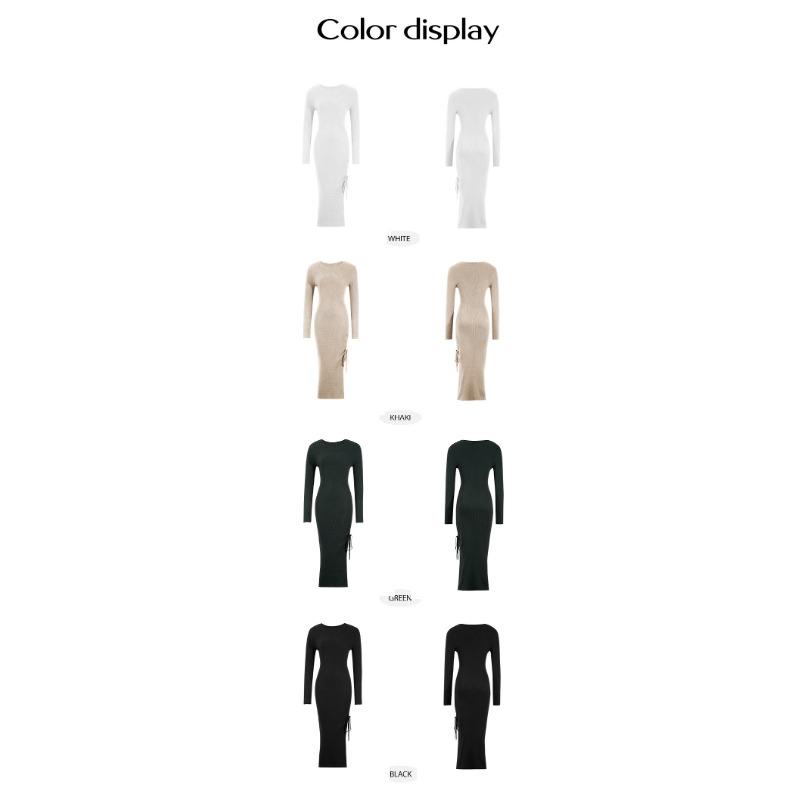 Женские платья осень-зима темперамент сексуальный пакет бедра круглый вырез разрез платья