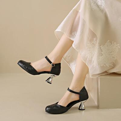 Модные туфли Мэри Джейн для женщин 2024 года, весна, новые модные туфли на высоком каблуке с пряжкой на щиколотке, женская обувь для вечеринок Baotou, женская обувь Zapatillas Mujer