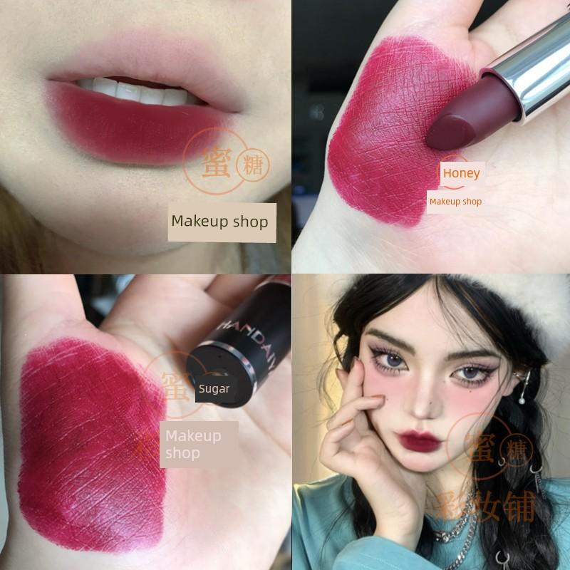 Good Color Matching! Light Fashion Sense Milk Apricot Nude Coffee Low Saturation Primary Color Coffee Space Mud Lipstick Plain Face Control