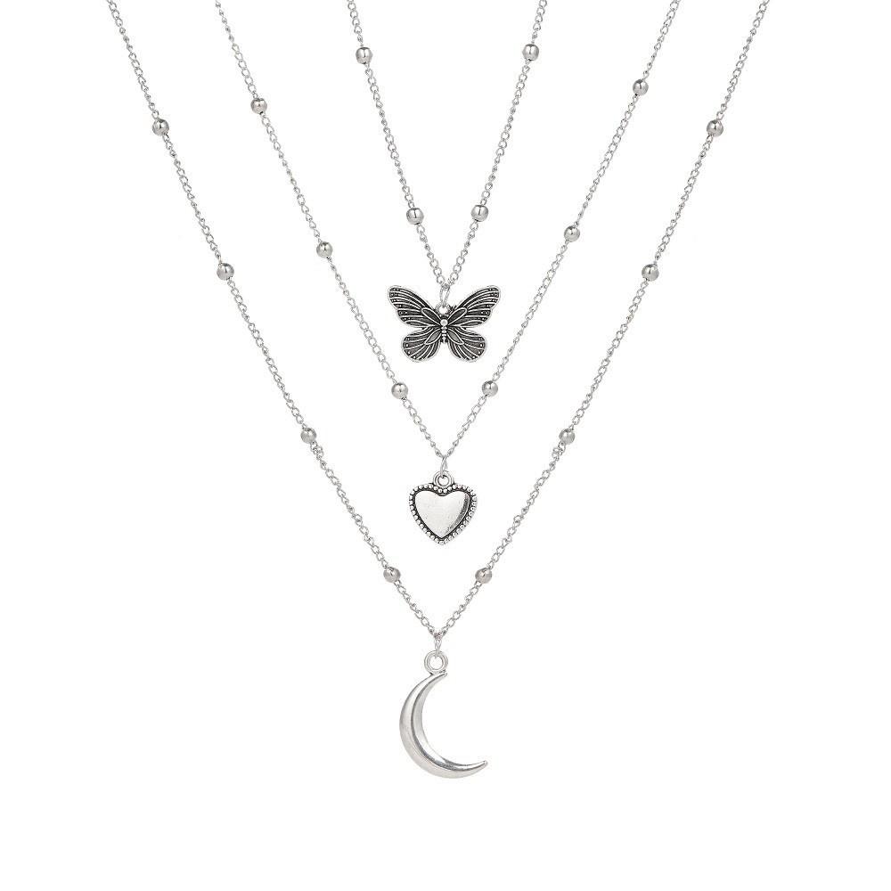 iF ME Корейское многослойное ожерелье с бабочкой, модное золотистое, серебряное ожерелье-цепочка, женские ювелирные аксессуары