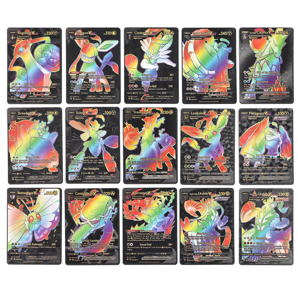 55 Pcs ( 5GX+3Vstar+47V-max) Rainbow Gold Foil Assorted Cards, GX V-star V-max Charizard Card Card Set Children's Birthday Gift Card Collectors