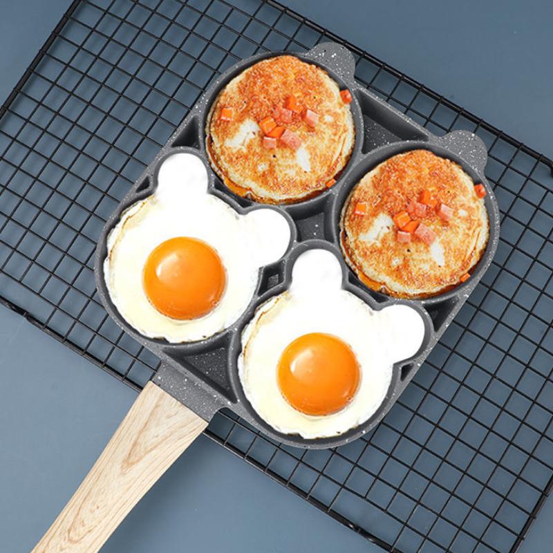 Жареное яйцо, артефакт, горшок для завтрака, горшок для гамбургера, сковорода с плоским дном, антипригарная сковорода, форма с четырьмя отверстиями, кухонные бытовые кастрюли