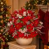 Artificial Flower Decor for Party Supplies 23Pcs Poinsettia Flowers, Lifelike Arrangement Home Office Wedding Greenery Interior Decoration Decor, Fake