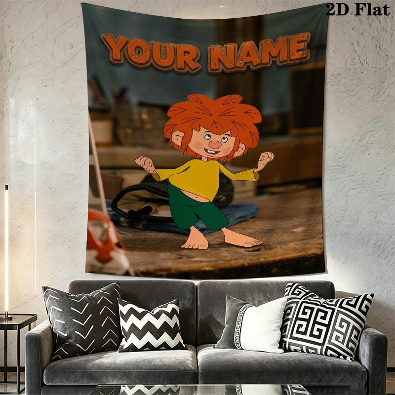 Custom Name Pumuckl Wall Tapestry Aesthetic Wall Hanging Printed Fabric Blanket Decorative Tapestries for Bedroom Living Room Home Decor