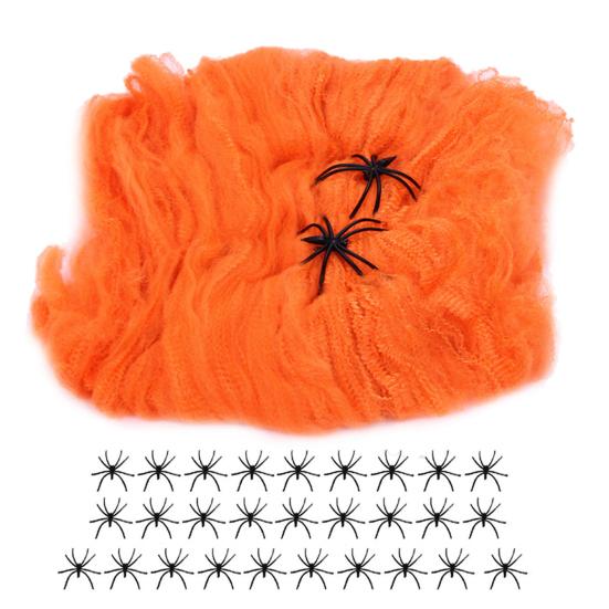 Colorful Halloween Spider Web Stretchable Cotton Cobwebs Elastic Scary Party Scene Props for Halloween Christmas Eve Parties