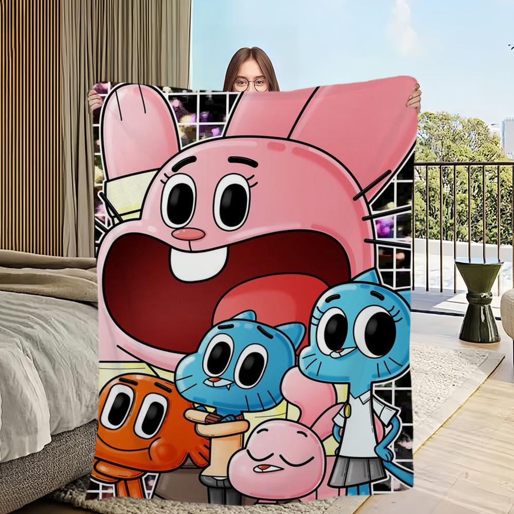 Удивительный мир G-Gumball Одеяло Приятный к коже комфорт теплое мягкое плюшевое одеяло подходит для дивана гостиной офиса спальни