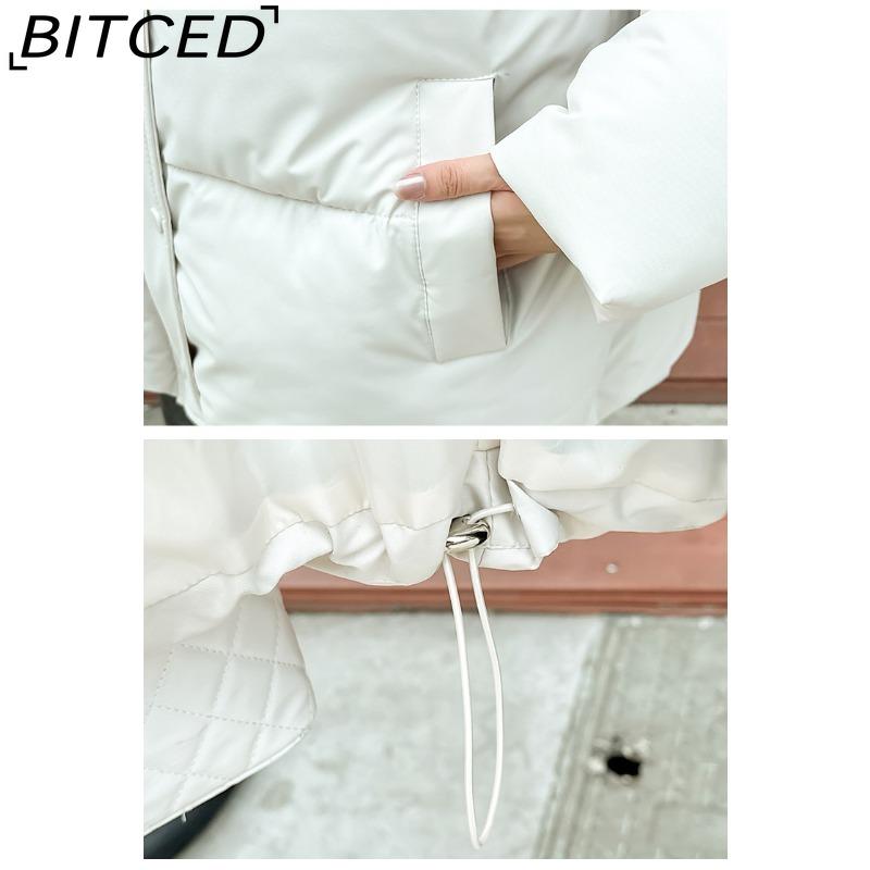 BITCED Plus Size Thickened Cotton Coat Women's Fall/Winter A-Line Loose Fit Puffer Jacket Warm Cotton-Lined Hooded Outerwear