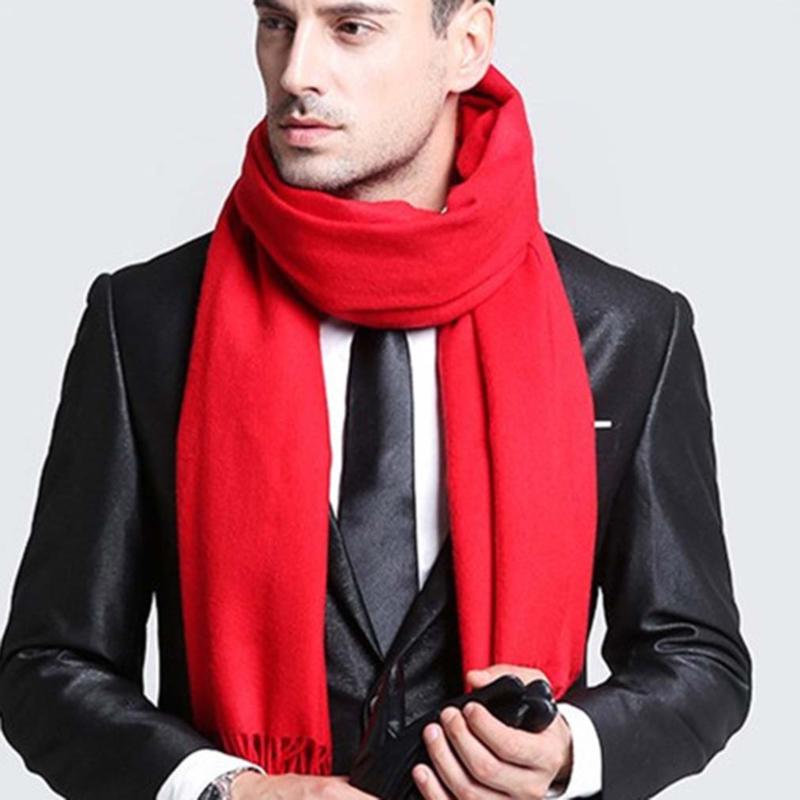 Windproof Shawl Winter Men Lengthened Thickened Imitation Cashmere Solid Color