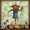 Halloween Cartoon Scarecrow Vitrine Background Decorative Stickers Self-adhesive