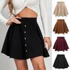 New Boutique Women's Clothing Solid Color Corduroy Autumn and Winter Skirt Fashionable and Sweet Single-row Buttons High-waisted Umbrella Skirt Women