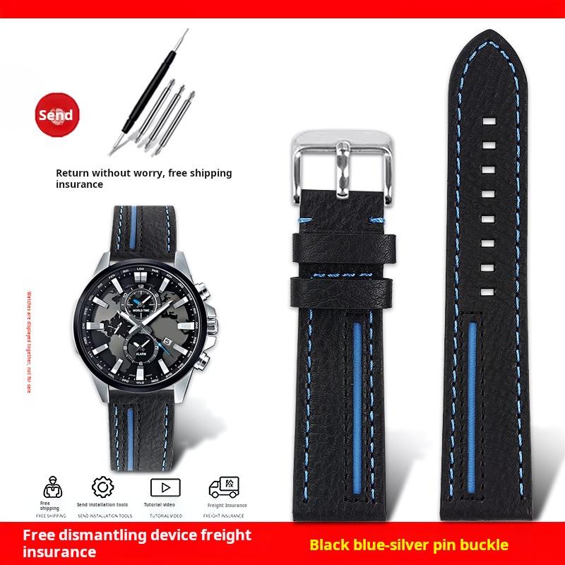 Для Casio EDIFICE ECB-900YDB ECB-1000 EFR303/304/S510 EQB-50 Серия Ремешок для часов Натуральная кожа Коровья кожа Ремешок для часов 22 ММ Браслет