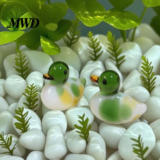 Glass Duck Figurine Green Head Figurine, Cute Mandarin Ornament for Car Interior Desk Decor, Miniature Animal Statue Home And Micro Landscape