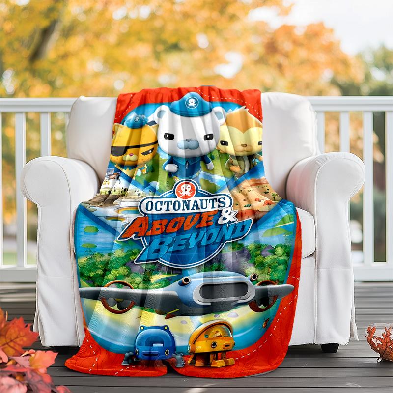 1pc OCTONAUTS1 Theme Blanket - Digital Print, Polyester, Cozy for All Seasons, Perfect for Outdoor, Camping, and Travel