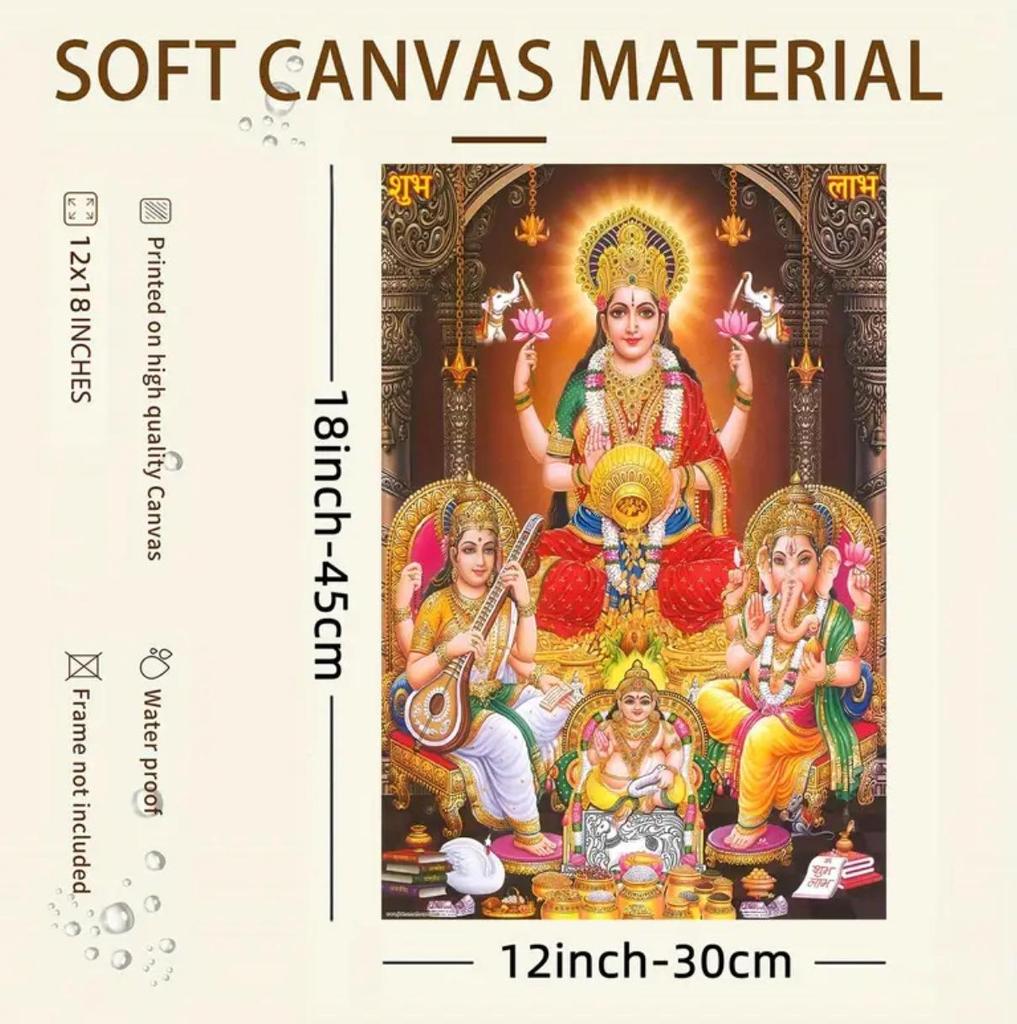 Indian Decorative Oil Painting on Canvas with Pine Wood Frame