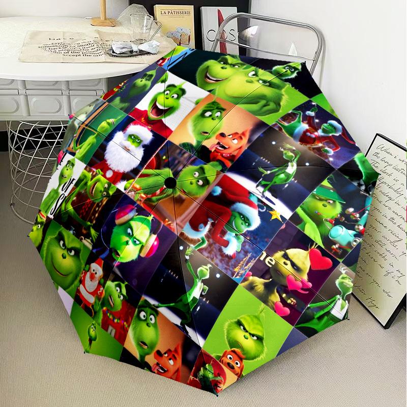 Christmas Collage Umbrella Folding umbrella, automatic umbrella 8-Frame for Travel, camping Use Gift for Halloween Christmas