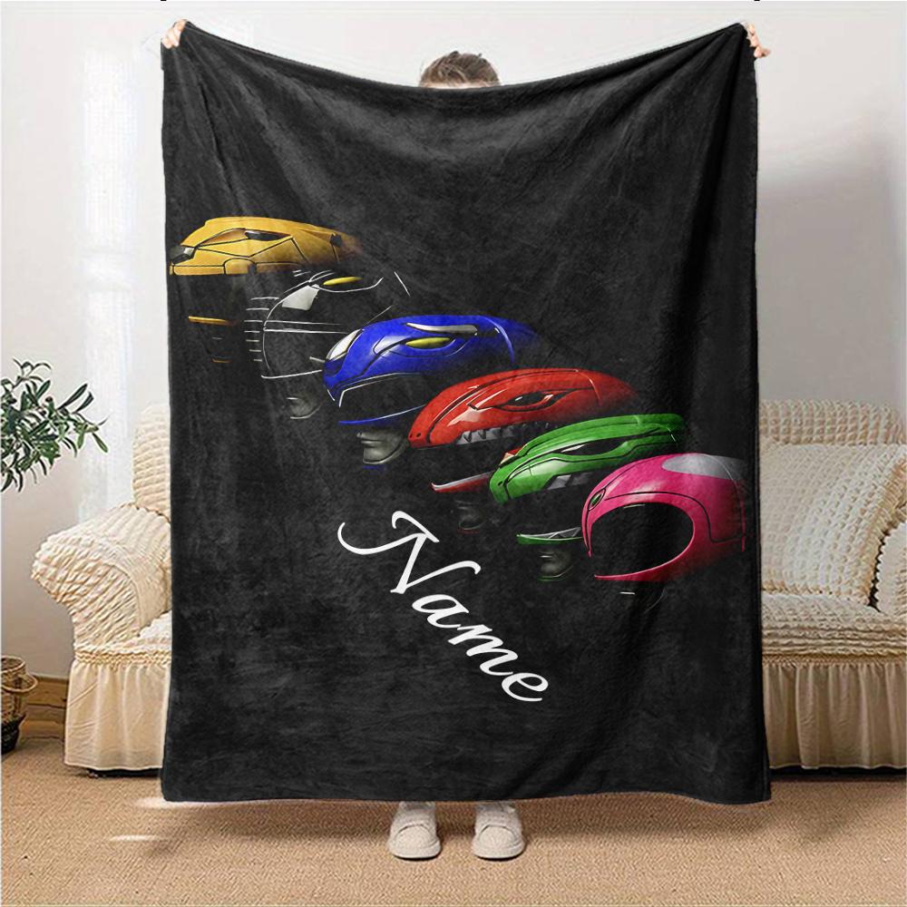 Custom Name Power Rangers Adventure Party Blanket For Couch Bed Plush Cozy Fuzzy Blanket Super Soft Warm Blankets For Fall And Winter 0916263