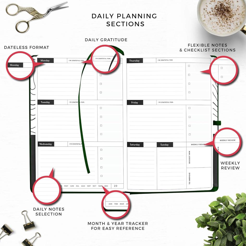Smart Academic Planner - A5 Size 8.6 x 5.7 inches - Undated Daily Planner for School - Daily, Weekly, and Monthly Scheduling - Student Planner for