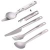 4-in-1 Titanium Flatware Cutlery Set Lightweight Dinner Spoon Fork Cutter with Multifunctional Storage Holder Bottle Opener