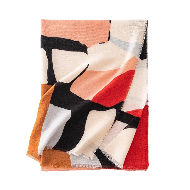 New Spring and Autumn Printed Ethnic Style Scarf Imitation Cashmere Warm Large Shawl Fashionable and High End Scarf