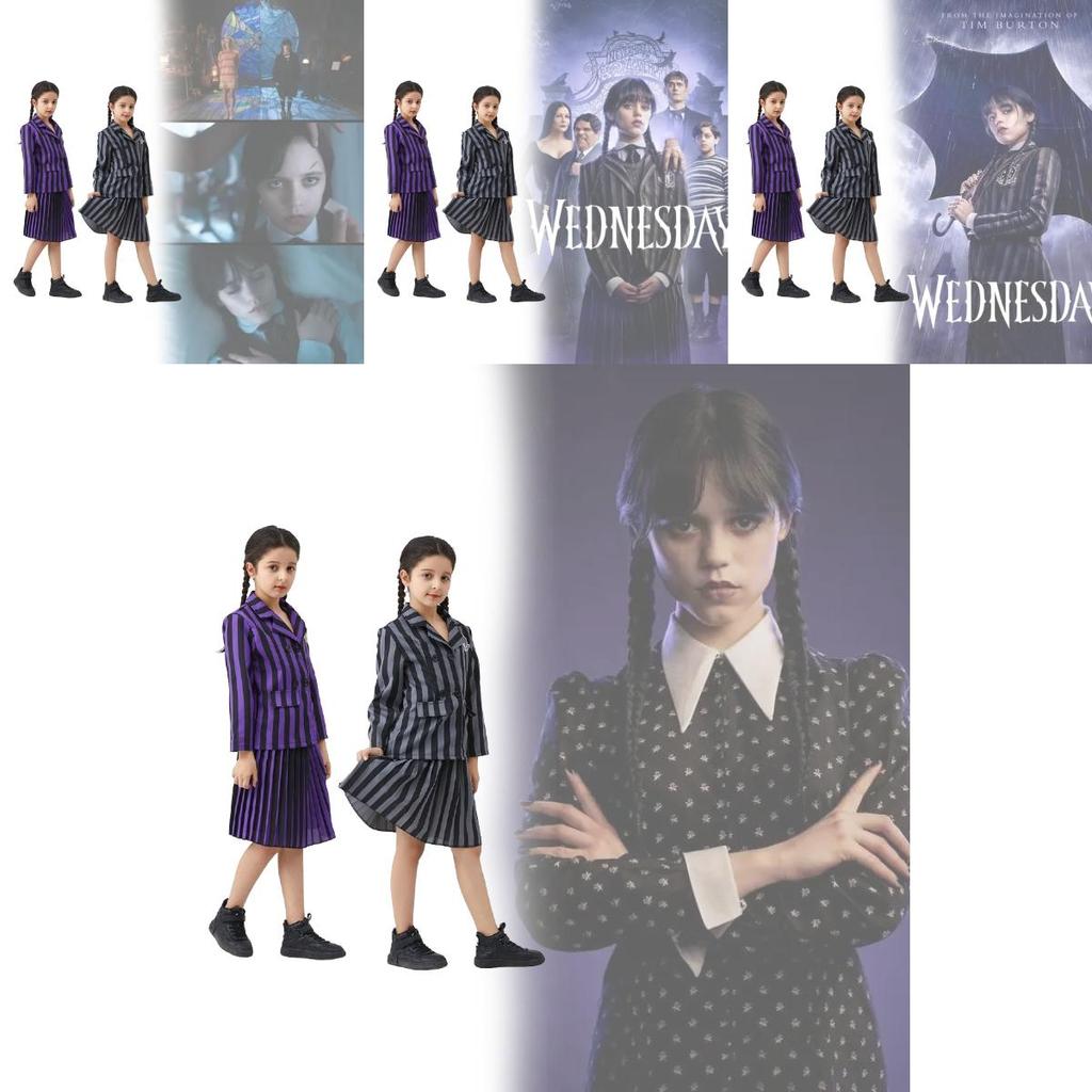 Wednesday Adams Black Dress Cosplay Attire With Comfortable Polyester For Costume Parties