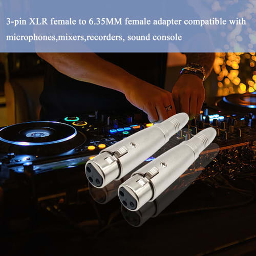 1/4" to 6.35mm Female Adapter, 3-Pin XLR Female to XLR Female, Compatible with VolutyTek Microphones, Stereos, and Mixers (2-Pack)