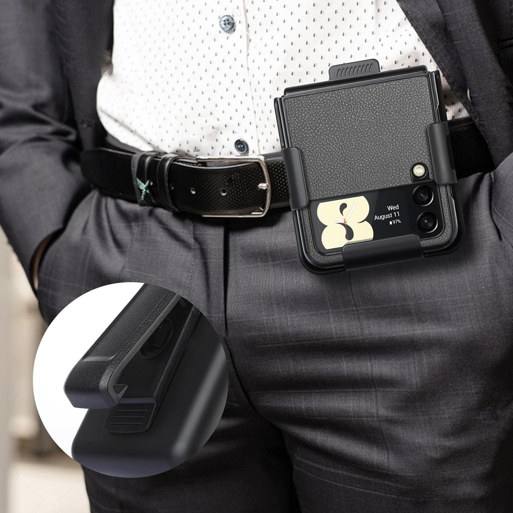 Кожаный чехол с зажимом для ремня для Samsung Galaxy Z Flip 4 Flip3 Flip4 Flip 3 Zflip4 5G, чехол для мобильного телефона