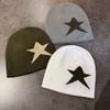 Star Pattern Knit Hat Unisex Casual Warm Cap Winter Outdoor Knitted Hat