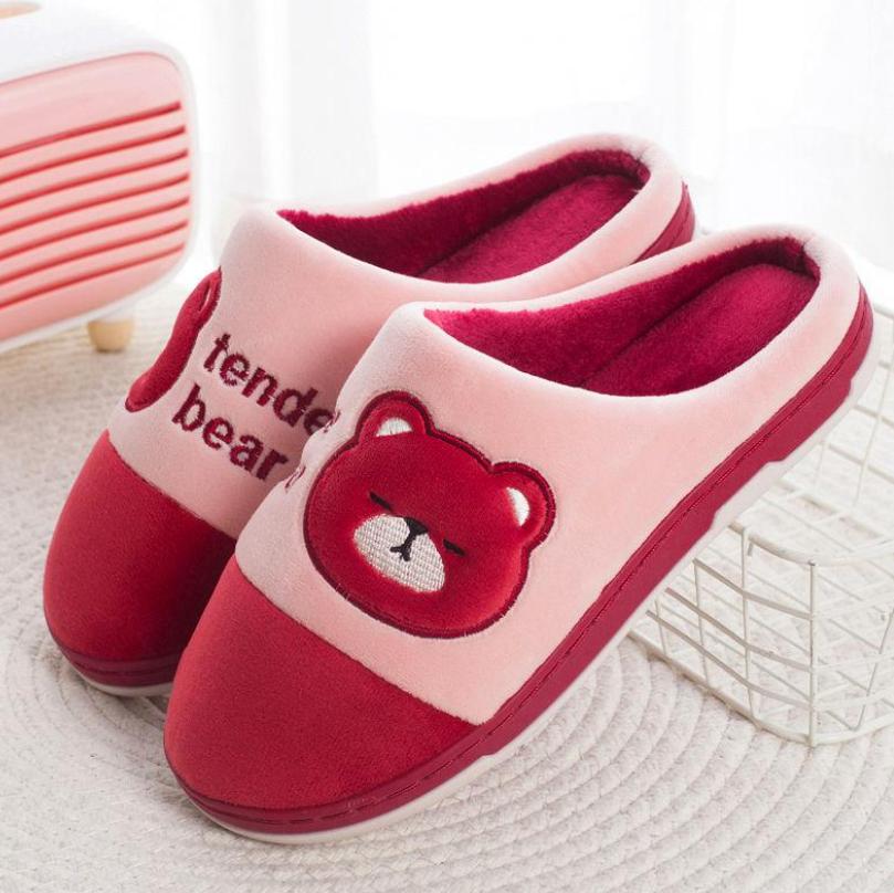 Зимние парные домашние тапочки с героями мультфильмов, утолщенные нескользящие тапочки, теплые домашние хлопковые тапочки