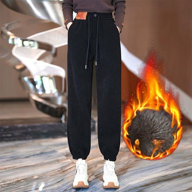 Plush and Thick Pants for Women, Versatile In Autumn and Winter, Straightened and Casual Harun Women's Pants
