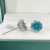 Серьги с сине-зеленым вермикулитом 5a, 2 карата, восемь когтей, инкрустированные цветком вермикулита, серьги с желтыми бриллиантами, серьги