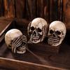Skulls Figurine No Evil Resin Human Skull Statue Head Sculptures Skull Collectible Halloween Funny Skull Home Decor