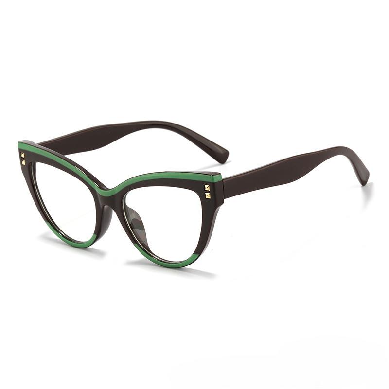 Модные очки с заклепками, блокирующие синий свет, кошачий глаз, для чтения, от пресбиопии, женские, очень большие, полнокадровые, трендовые, для дальнозоркости