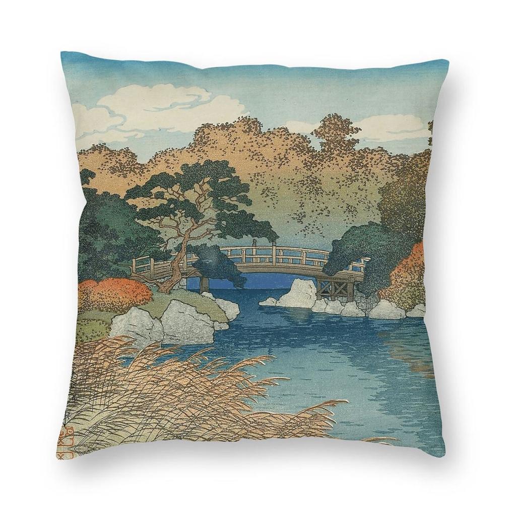 Garden In Autumn Hasui Kawase Square Pillowcase Polyester Linen Velvet Creative Decorative Throw Pillow Case Sofa Cushion Cover