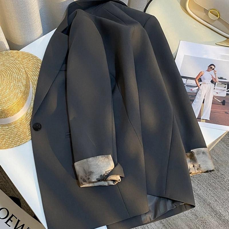 Женский пиджак-блейзер повседневный с длинным рукавом на пуговицах кардиган приталенный однотонный профессиональный пиджак