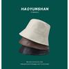 Japanese-style niche makeup for concealing the face pu Leather bucket hat for men and women, casual and versatile, makes the face look smaller,