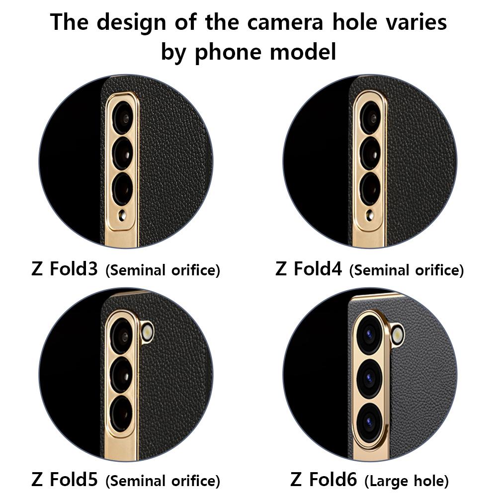 Кожаный чехол для телефона Samsung Galaxy Z Fold 6 5 4 3 Fold6 Fold5 с позолоченным магнитным шарниром и подставкой, задняя крышка с зеркальной пленкой