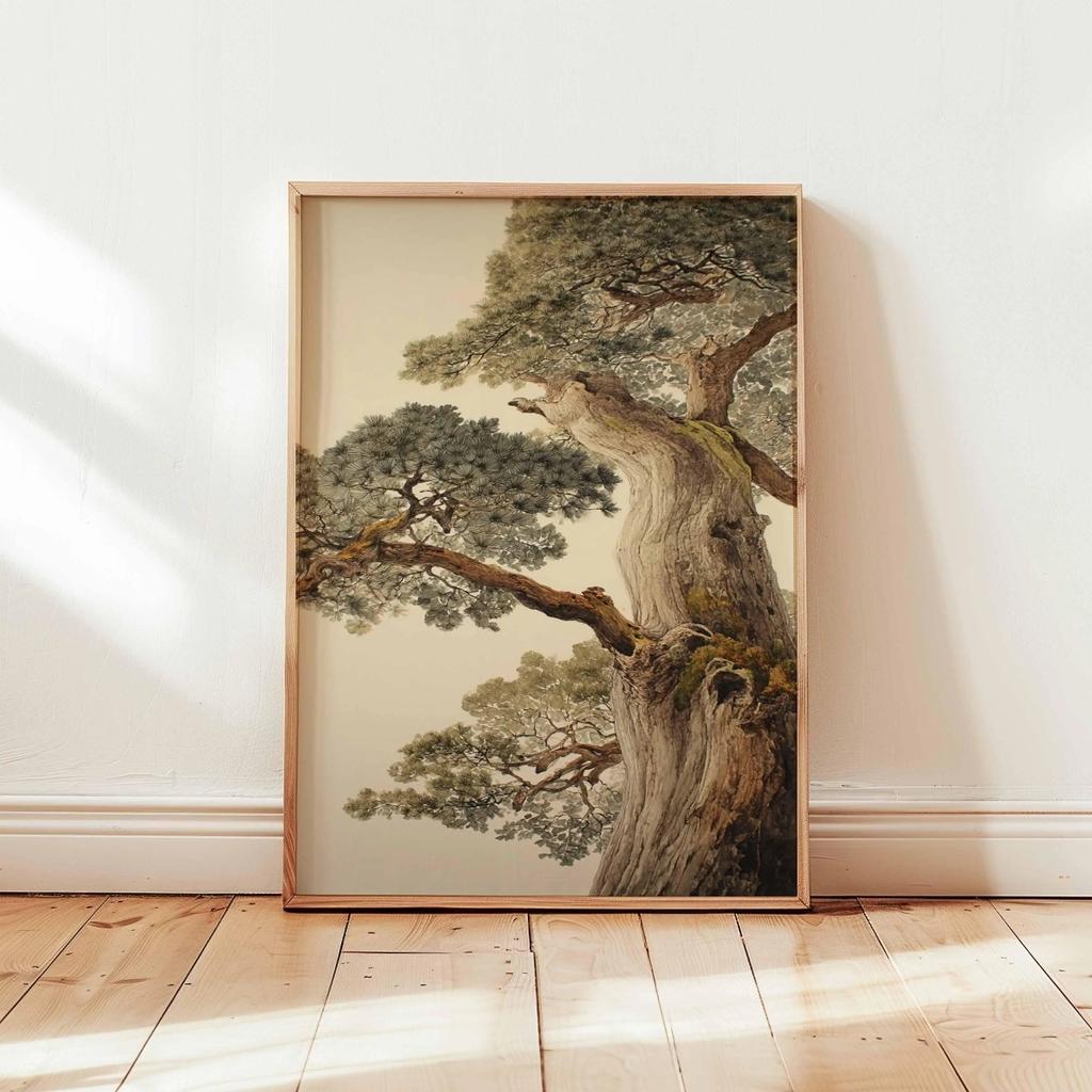 Japanese Retro Bonsai Tree Canvas Print Poster Vintage Ukiyo-e Botanical Art Prints Living Room Bedroom Wall Art Home