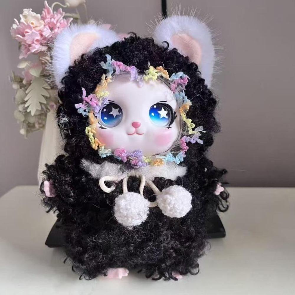 Sparkling Big Eyes Rabbit Plush Keychain Fluffy Plush Vinyl Face Doll Pendant Gift for Friends