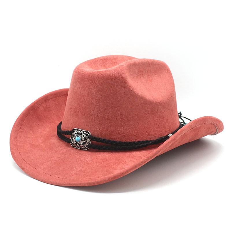 Suede Upturned Edge Western Cowboy Hat Men And Women Outdoor Travel Hat Rolled Brim Ethnic Style Top Hat Felt Hat