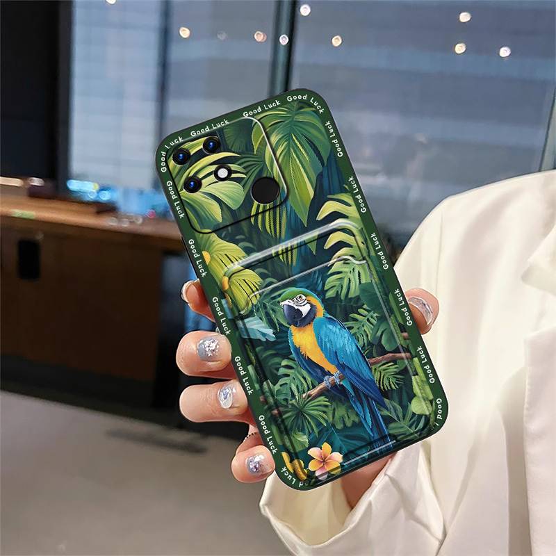Слот для карт Задняя крышка Чехол для телефона Для OPPO Realme Narzo 50A защитный Прочный Грязеотталкивающий Мультяшный ТПУ Ударопрочный Милый