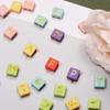 Making For Beads 20Pcs 9*7mm Diy Flat Square Acrylic Double Hole Accessories Jewelry Letter Pattern