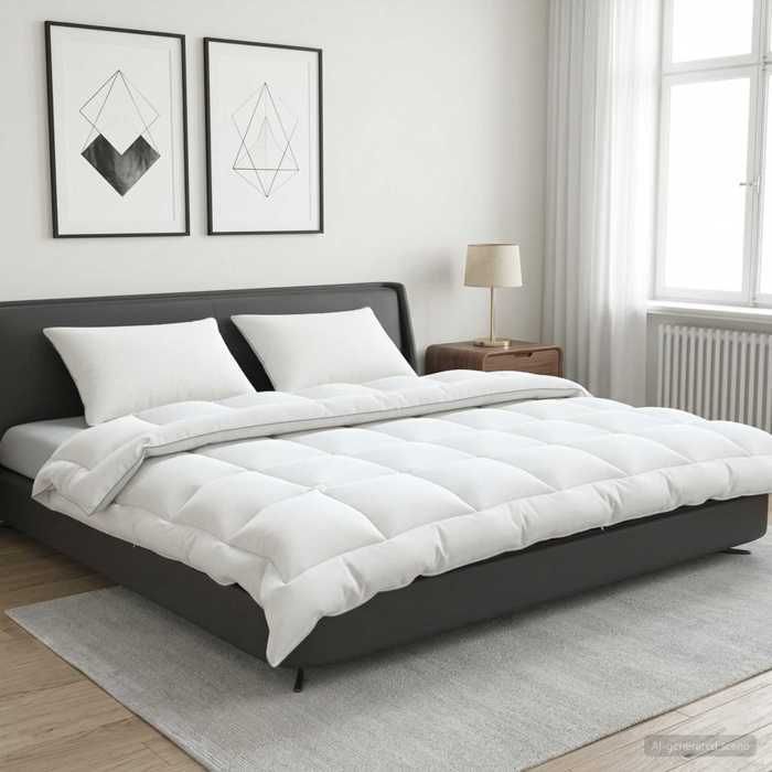Ensemble couette et oreiller - MAISON EXCLUSIVE - 240 x 260 cm - 50% laine/50% microfibre - Hypoallergénique - OEKO‑TEX