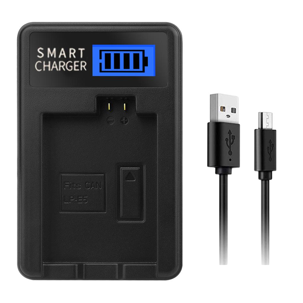 LP-E5 LPE5 LP E5 LCD USB Battery Charger for Canon EOS Rebel XS, Rebel T1i, Rebel XSi, 1000D, 500D, 450D Digital Camera