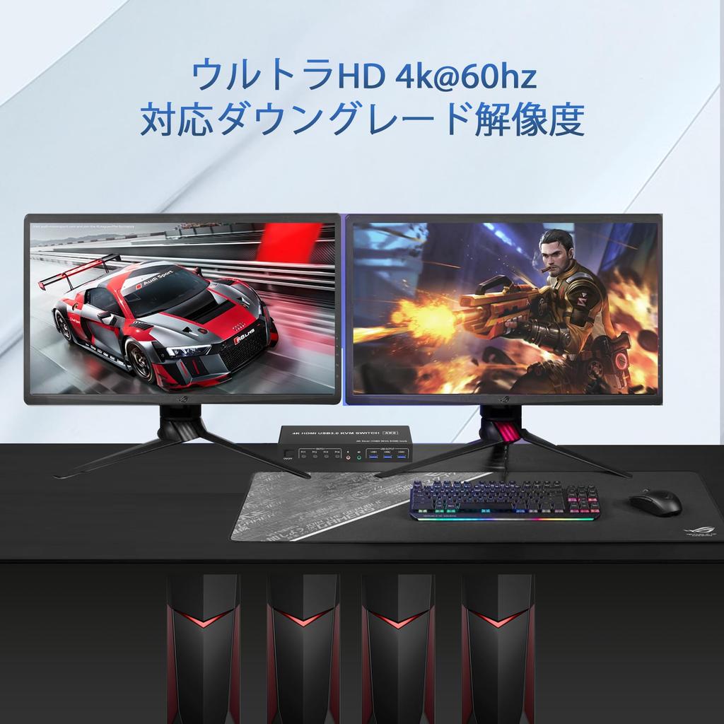 USB KVM Switch HDMI Dual Monitor 4 Ports 4 Computers HDMI Dual Monitor Switch for 4 PCs with Audio Output and 3 USB Ports 4 Port HDMI KVM Switch Input