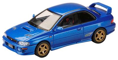 HJ64 Subaru Impreza PURE SPORTS COUPE WRX type R STi Version Sonic Blue Mica Готовое изделие HJ641079ABL 1/64 (GC8)