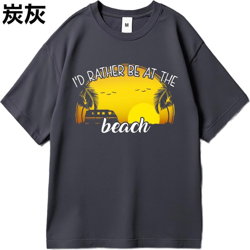 Fashionable Boys Summer Tshirt Id Rather Be At The Beach Short Sleeve Breathable ONeck For Him Tee Shirt Brand Teeshirt