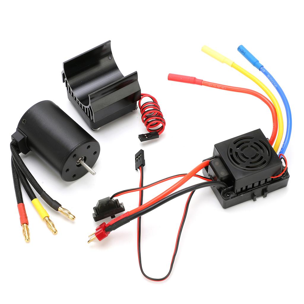 Водонепроницаемый 4-полюсный бесколлекторный двигатель 3650 3100KV, регулятор скорости 60A, комплект с радиатором для радиоуправляемой машины 110 масштаба