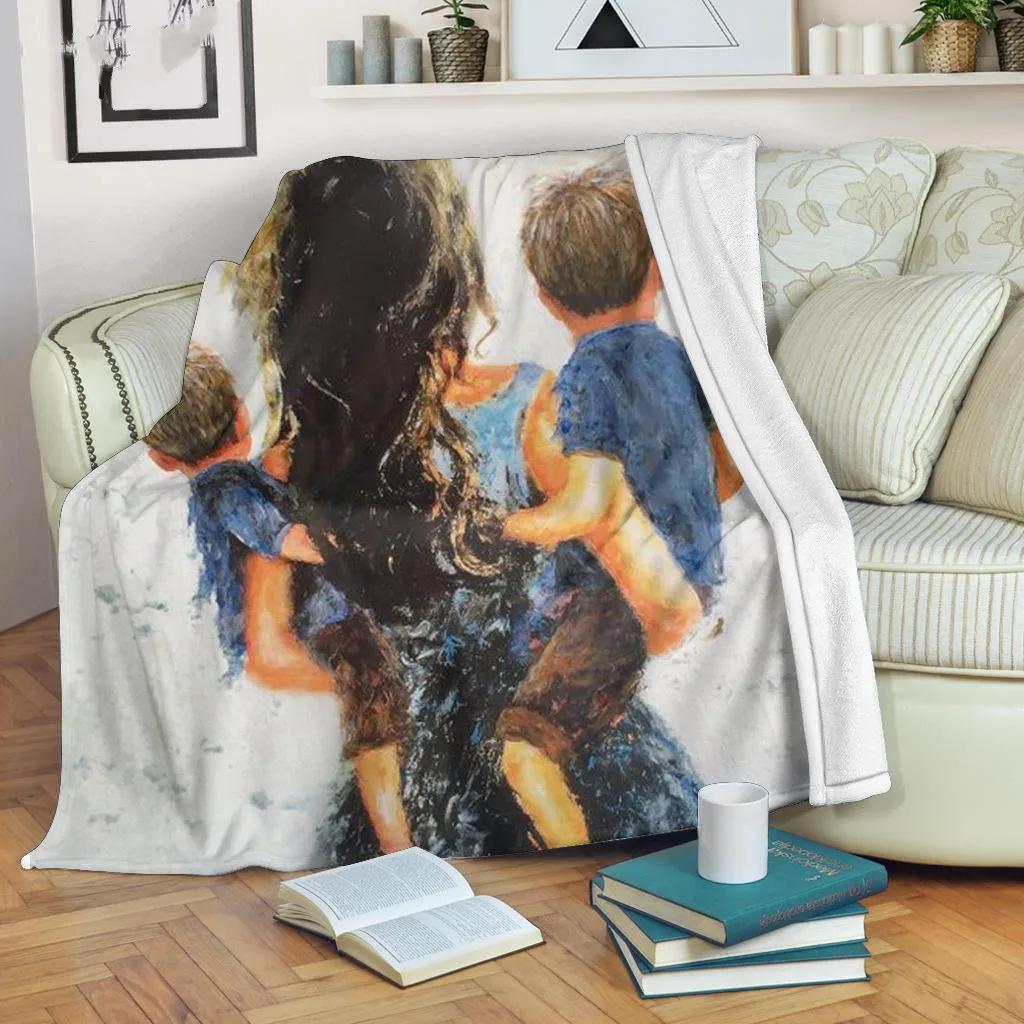 Cartoon mother and daughter blanket winter soft flannel warm blanket sofa bedroom blanket direct supply