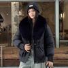 Streetwear Big-Fur-collar Down Cotton-padded Jacket Women's Winter Short Parkas Thicken Warm Coats Lady Fashion Outerwear